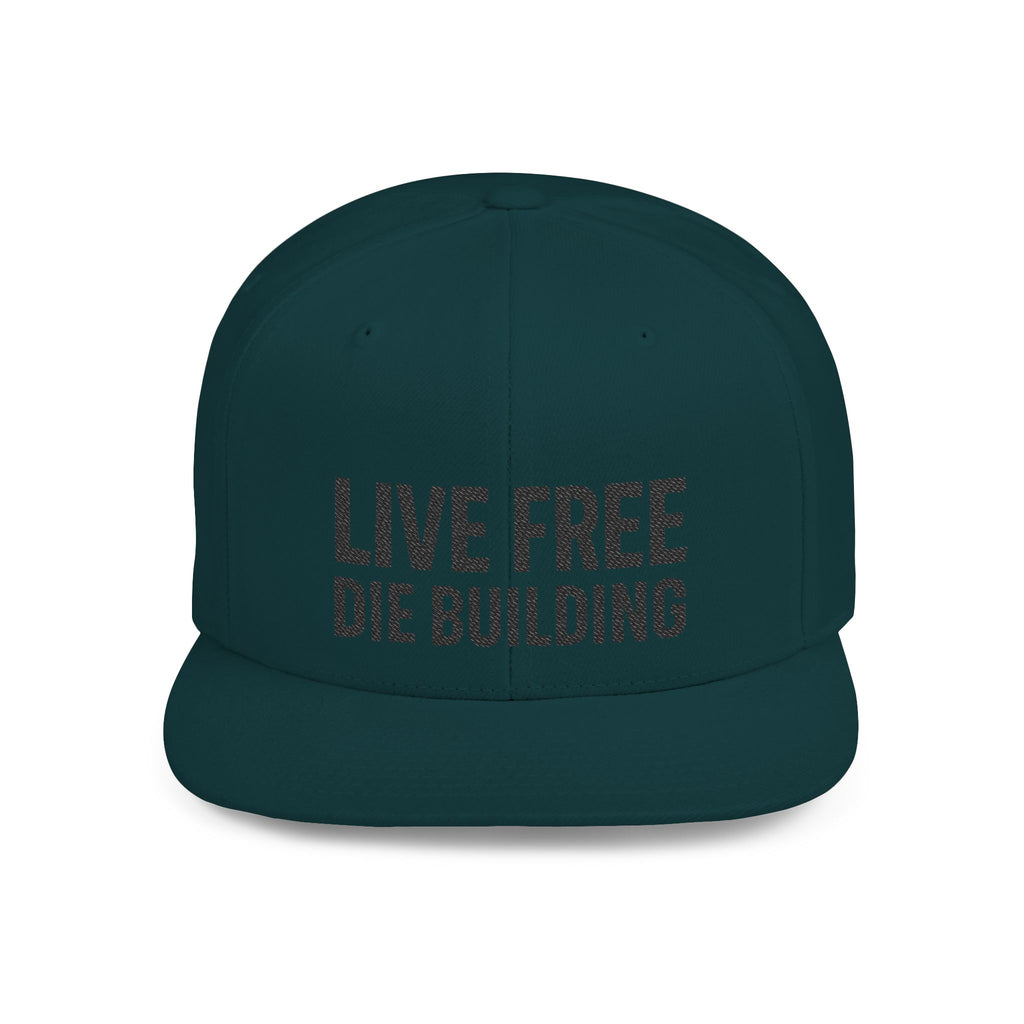 Live Free Die Building Flat Bill Snapback Hat