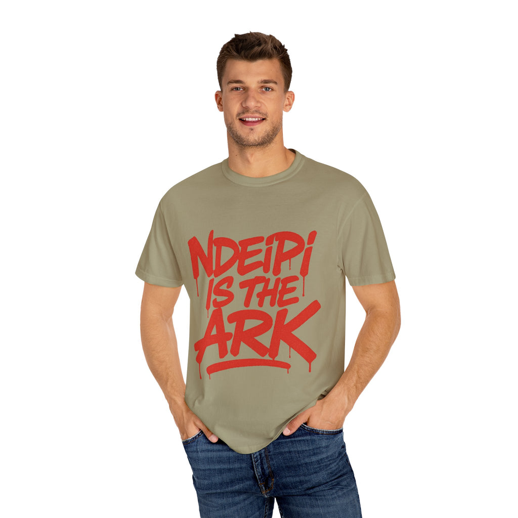 T-Shirt — "NDEIPI IS THE ARK" Red Graffiti Graphic Tee