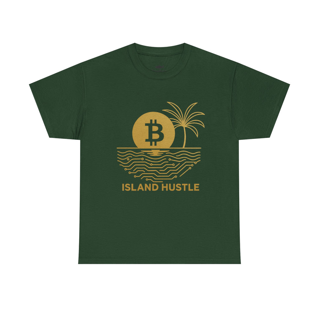 Island Hustle Bitcoin Tee – Crypto Beach Vibes Graphic T-Shirt