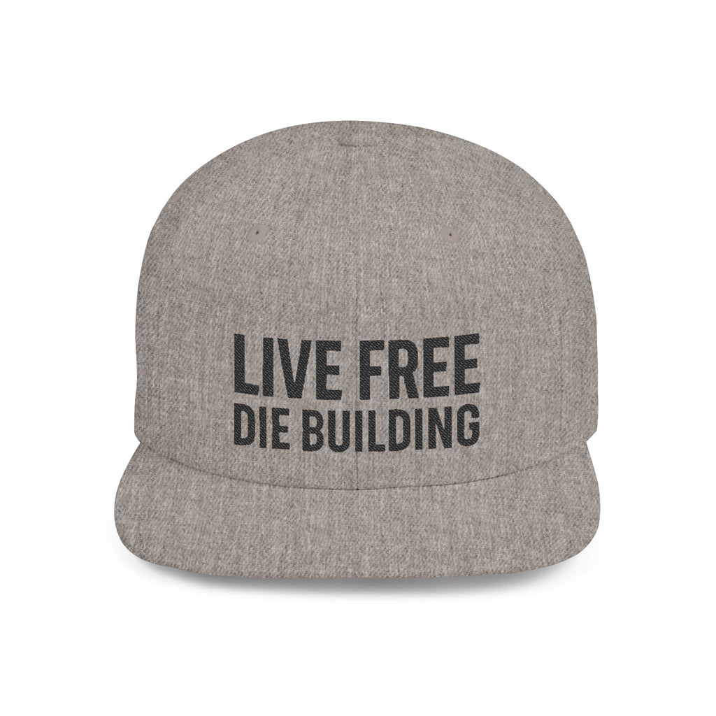 Live Free Die Building Flat Bill Snapback Hat