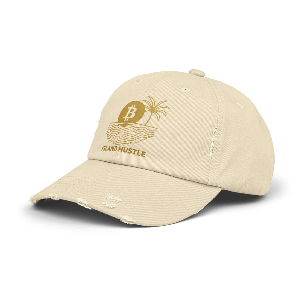 Island Hustle Bitcoin Cap — Distressed Palm Tree Hat