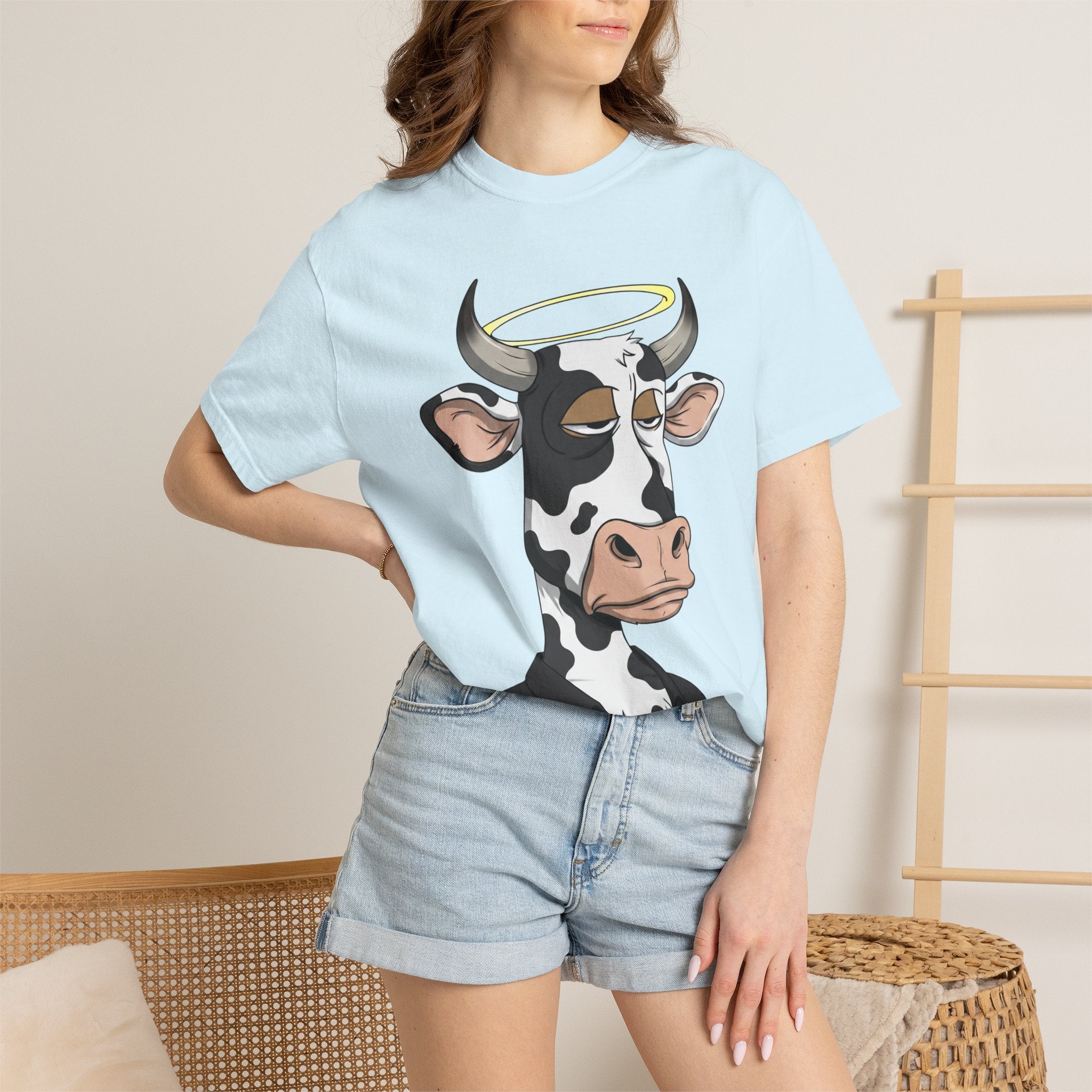 Cow Graphic T-Shirt — 'KANG' Wine Club Logo & Halo Cow Art
