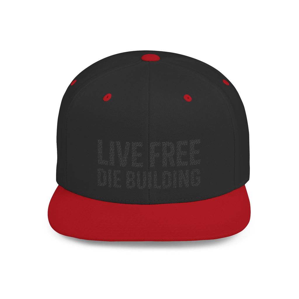Live Free Die Building Flat Bill Snapback Hat