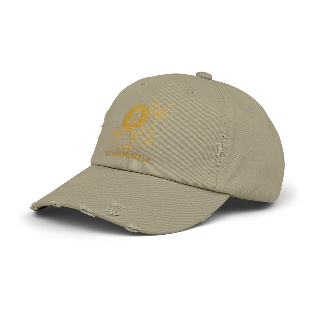 Island Hustle Bitcoin Cap — Distressed Palm Tree Hat