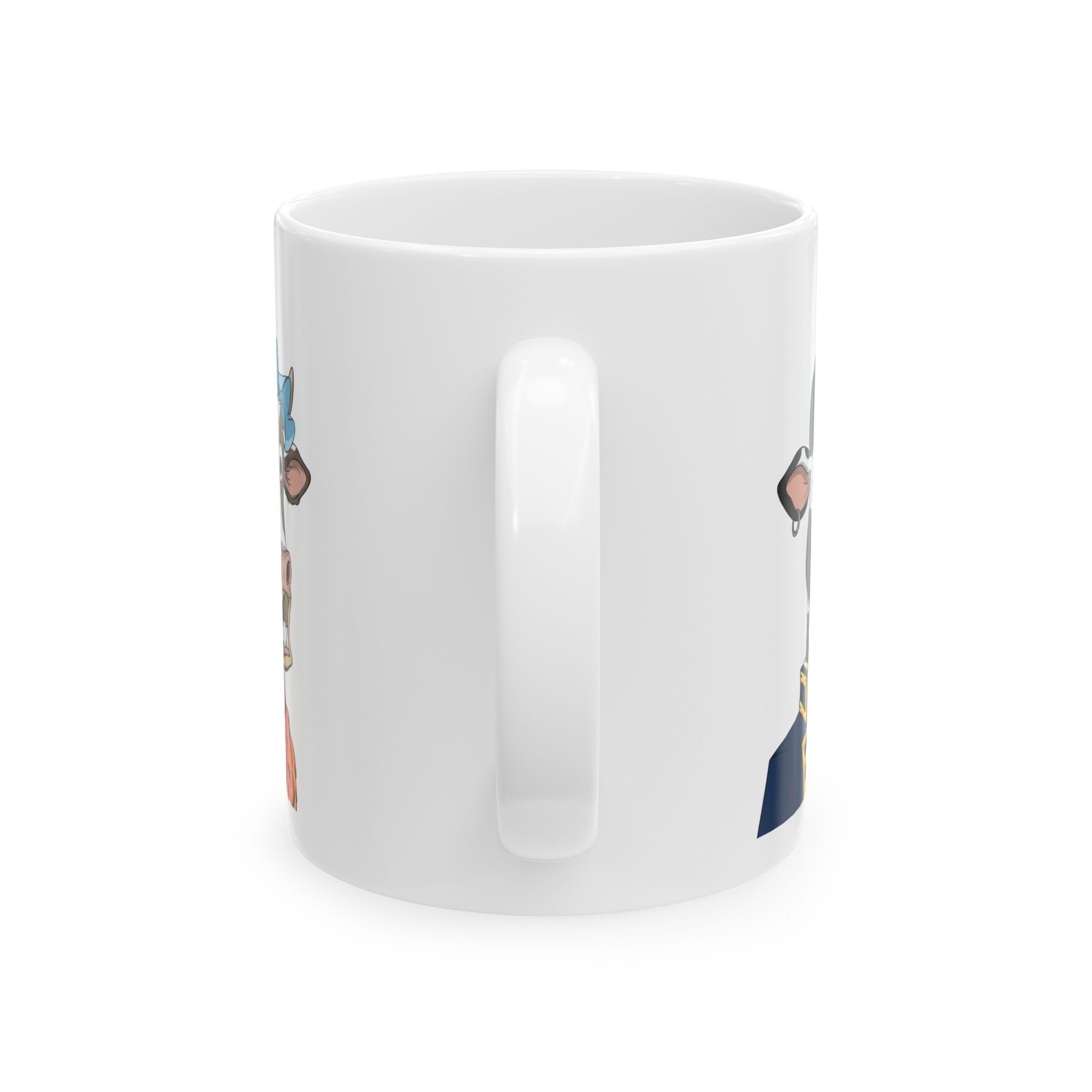 Cow Punk Ceramic Mug – Cartoon Biker Cow Art Coffee Cup (11oz/15oz)