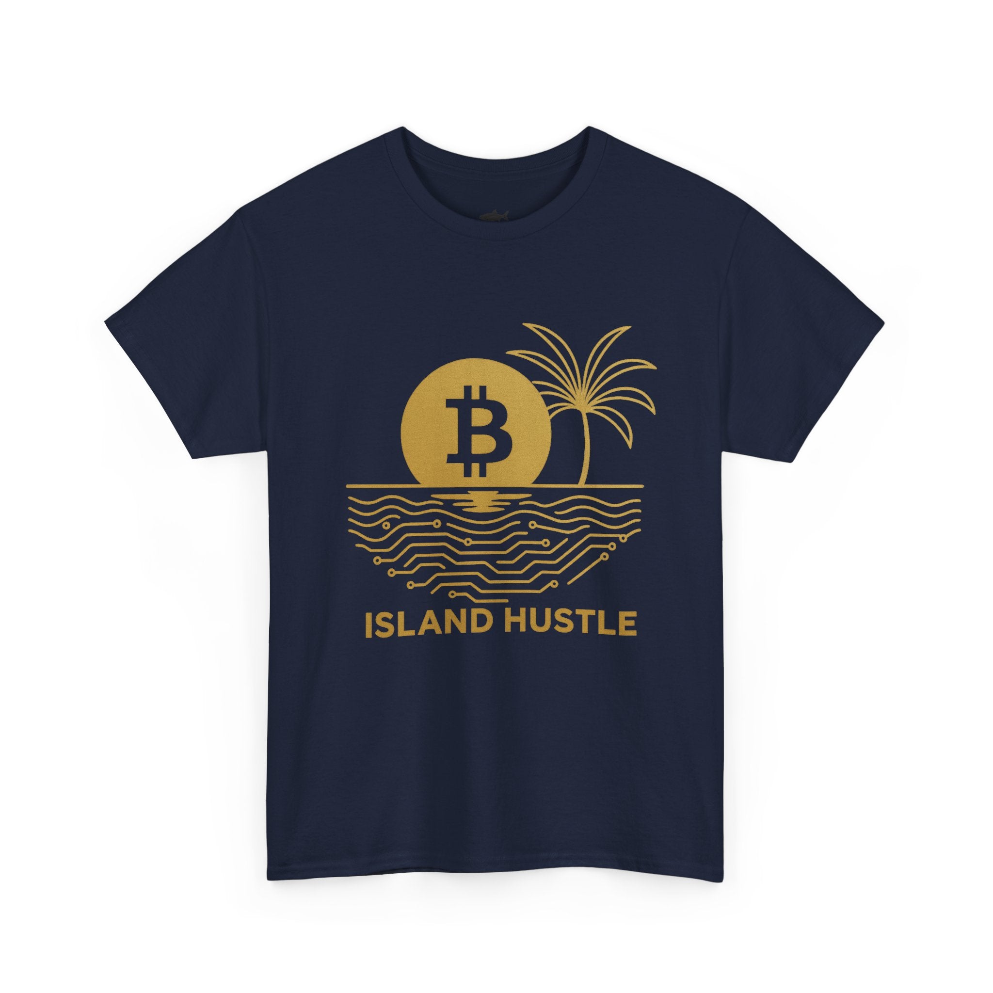 Island Hustle Bitcoin Tee – Crypto Beach Vibes Graphic T-Shirt
