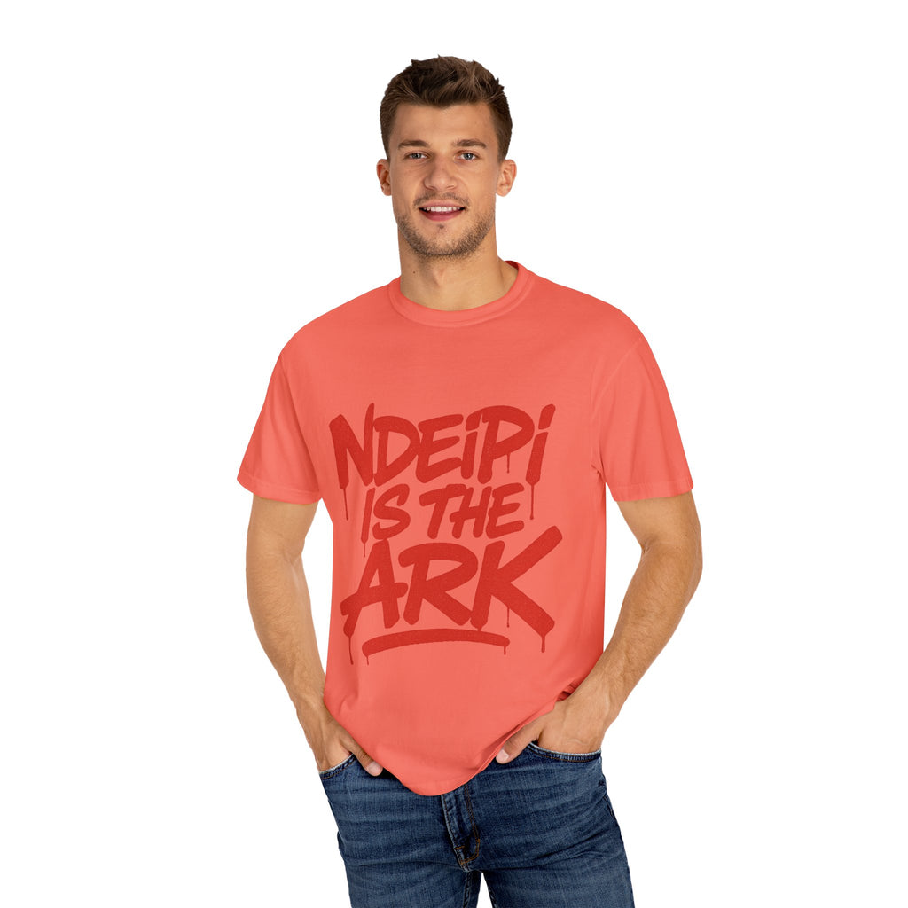 T-Shirt — "NDEIPI IS THE ARK" Red Graffiti Graphic Tee