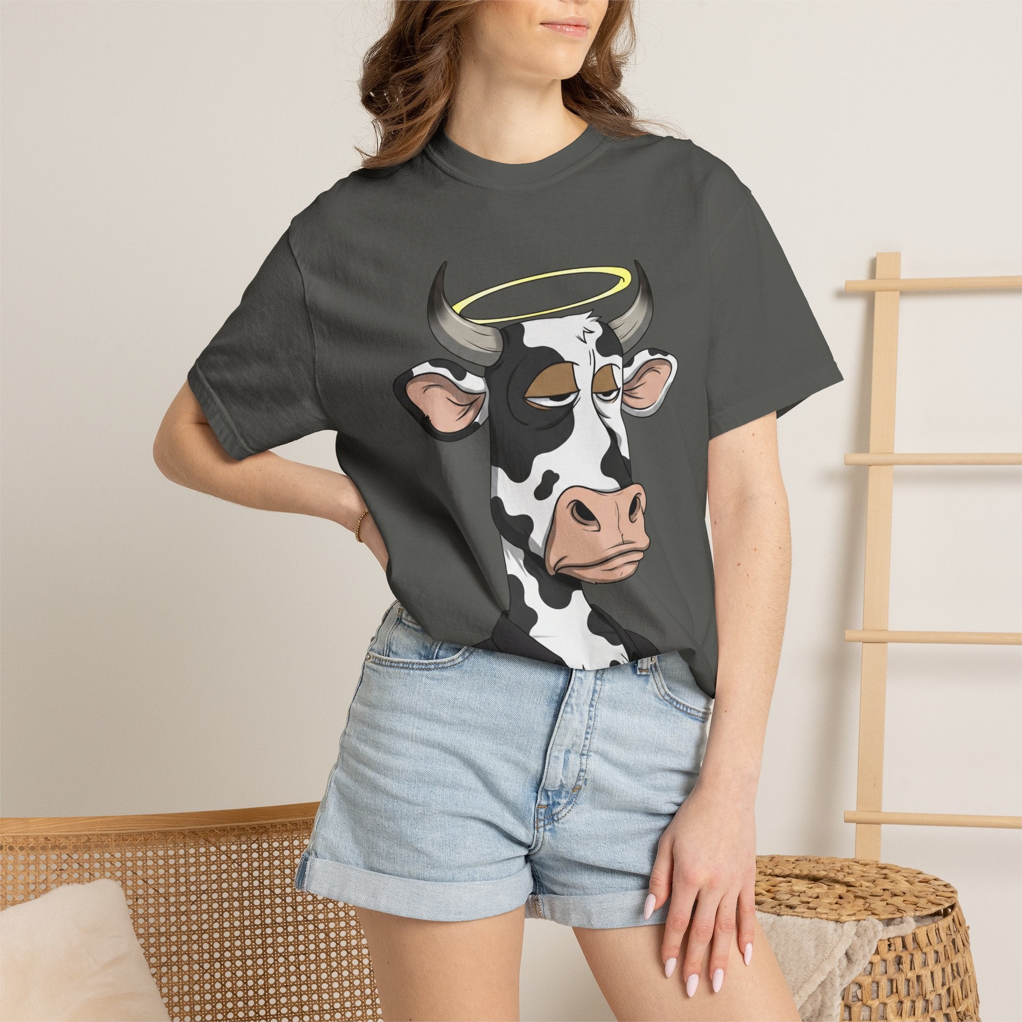 Cow Graphic T-Shirt — 'KANG' Wine Club Logo & Halo Cow Art