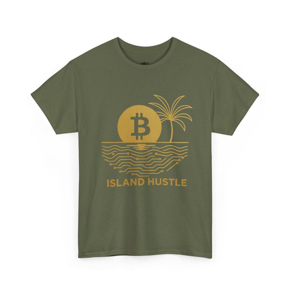 Island Hustle Bitcoin Tee – Crypto Beach Vibes Graphic T-Shirt