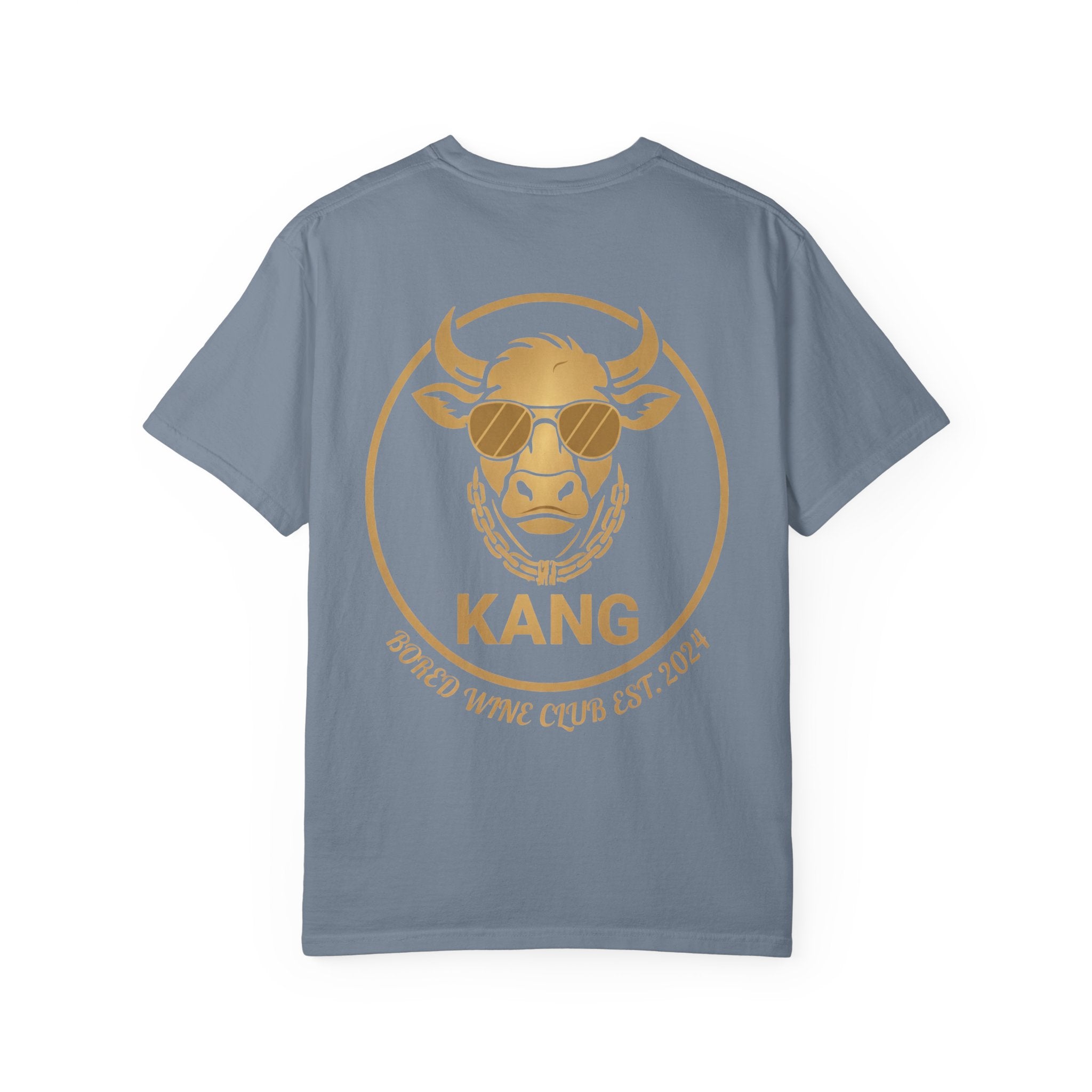 Cow Graphic T-Shirt — 'KANG' Wine Club Logo & Halo Cow Art