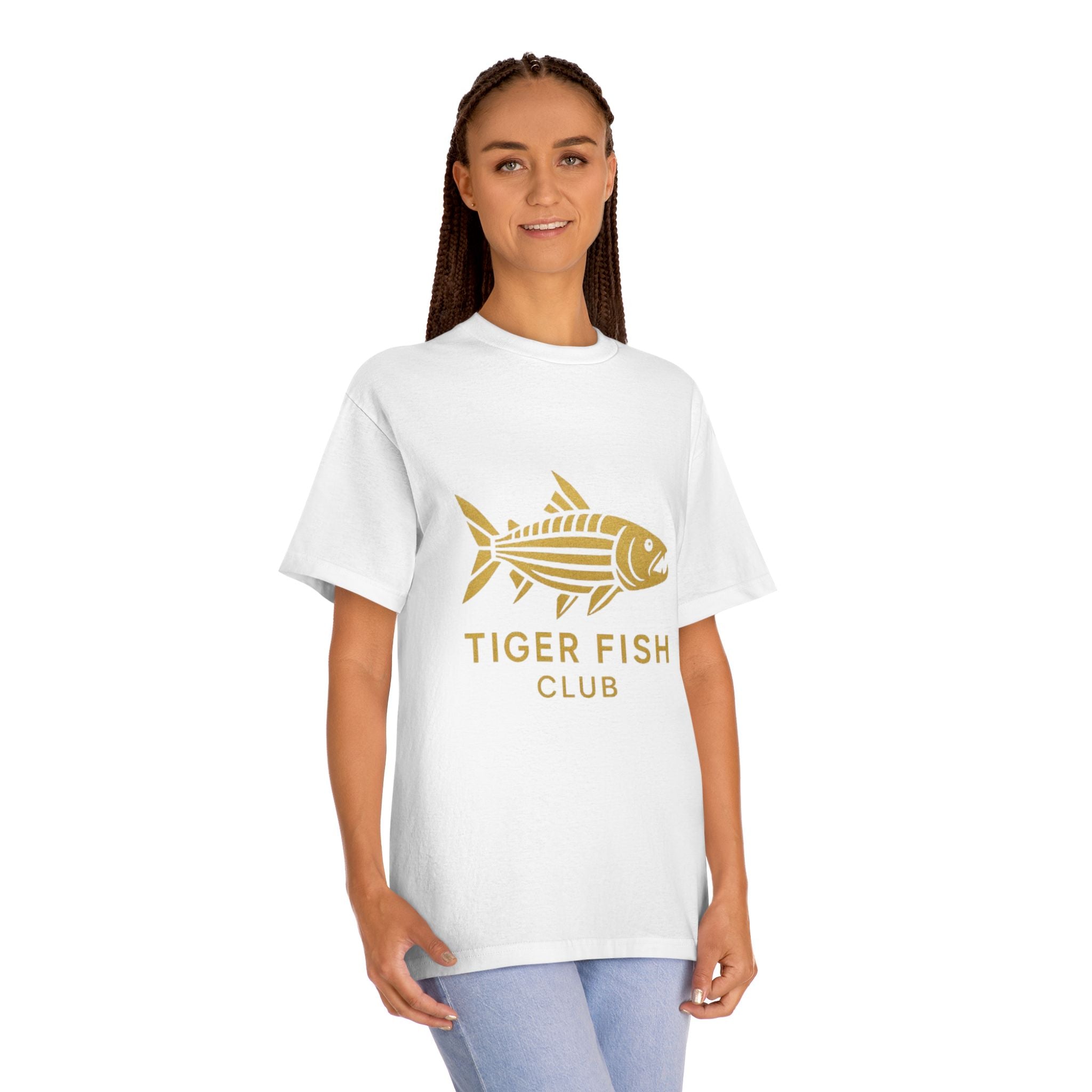 Tiger Fish Club Tee — Gold Fishing Graphic T-Shirt