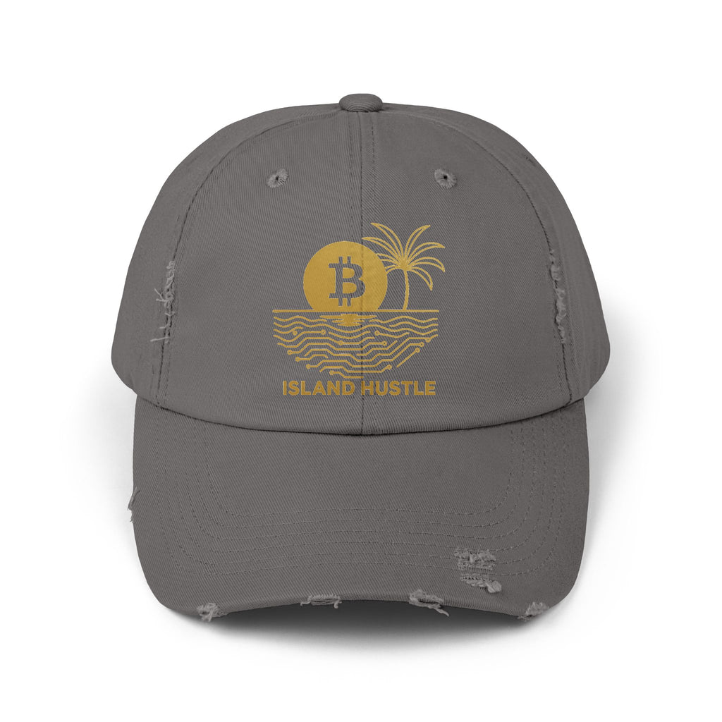 Island Hustle Bitcoin Cap — Distressed Palm Tree Hat