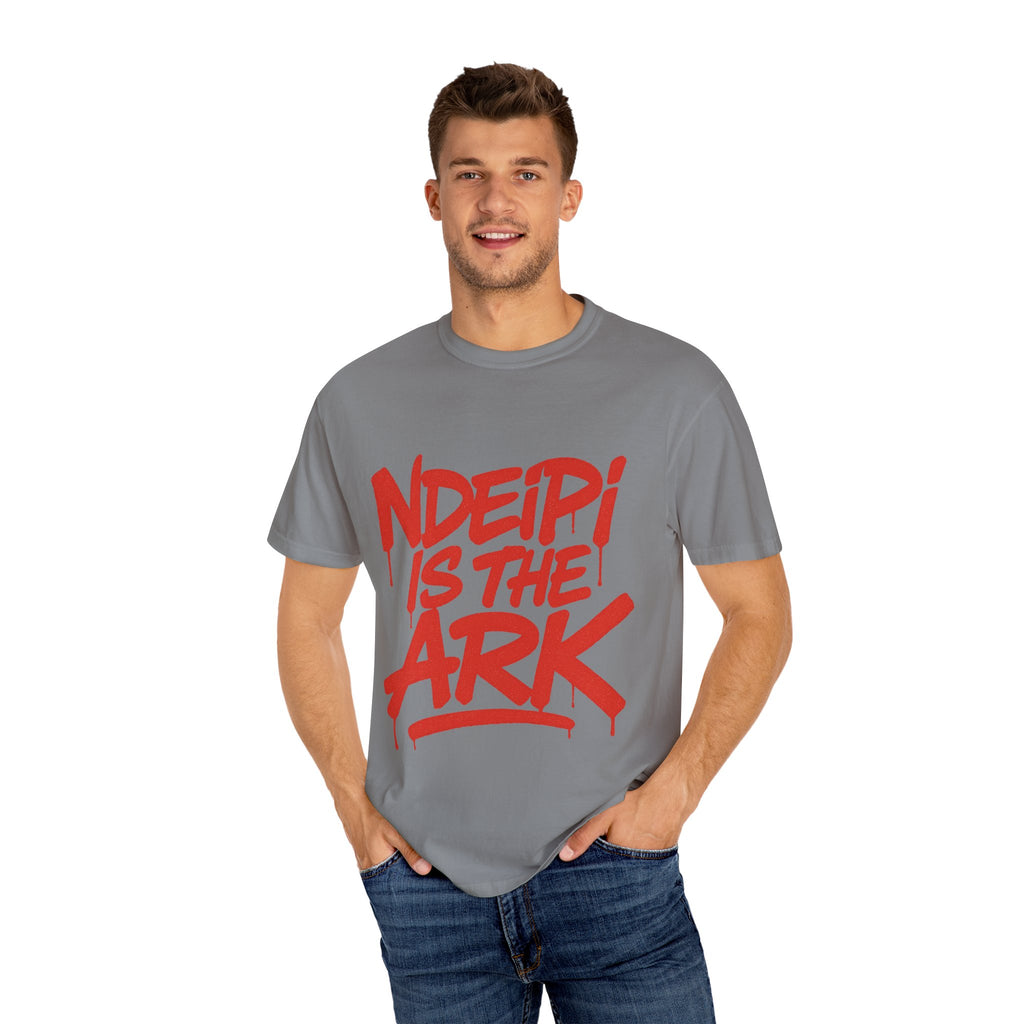 T-Shirt — "NDEIPI IS THE ARK" Red Graffiti Graphic Tee
