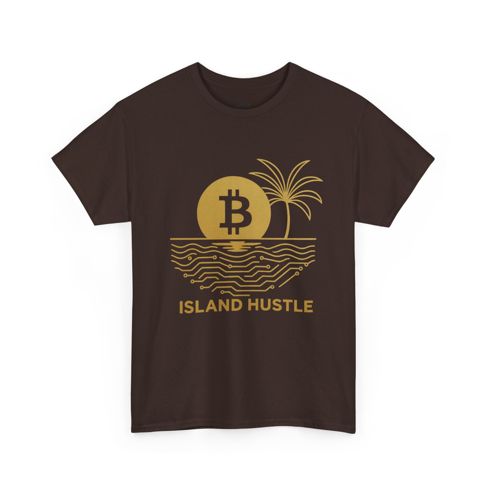 Island Hustle Bitcoin Tee – Crypto Beach Vibes Graphic T-Shirt