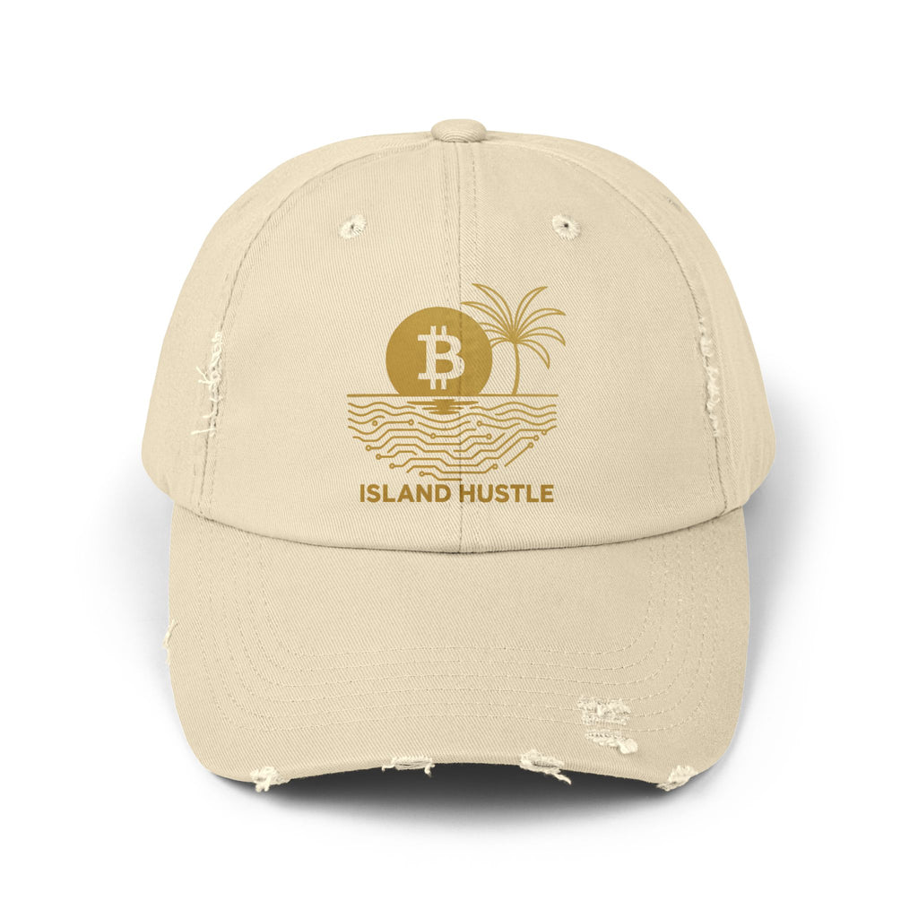 Island Hustle Bitcoin Cap — Distressed Palm Tree Hat