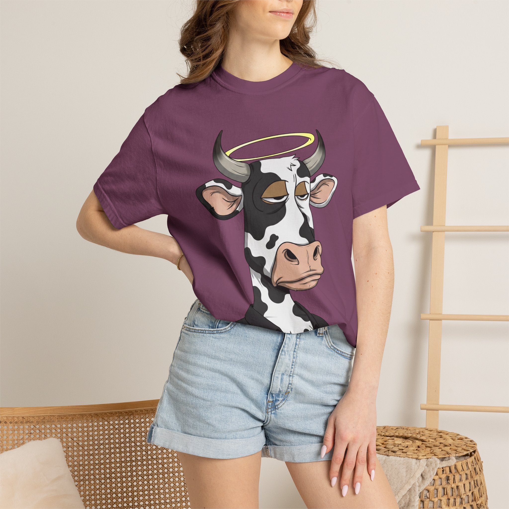 Cow Graphic T-Shirt — 'KANG' Wine Club Logo & Halo Cow Art