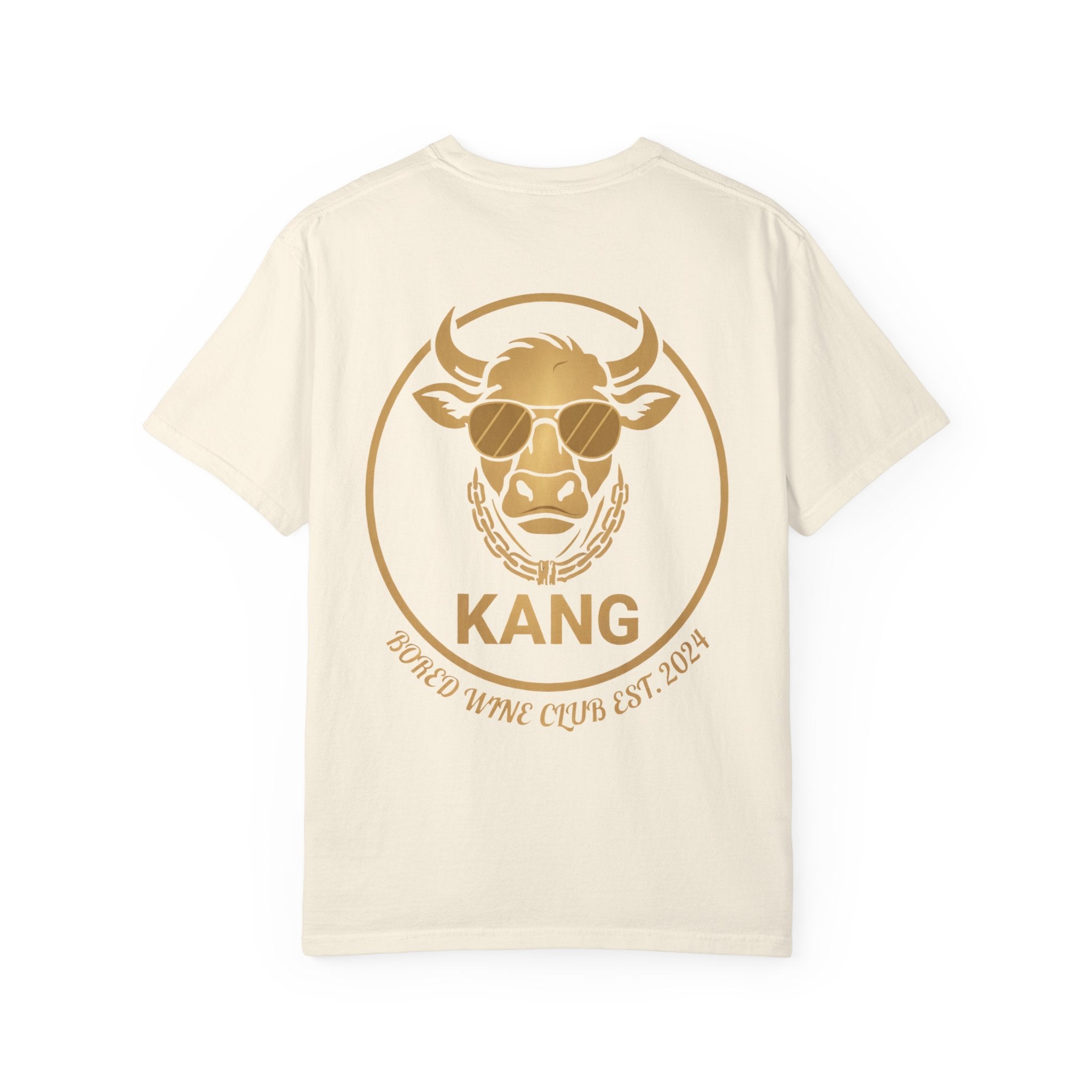 Cow Graphic T-Shirt — 'KANG' Wine Club Logo & Halo Cow Art