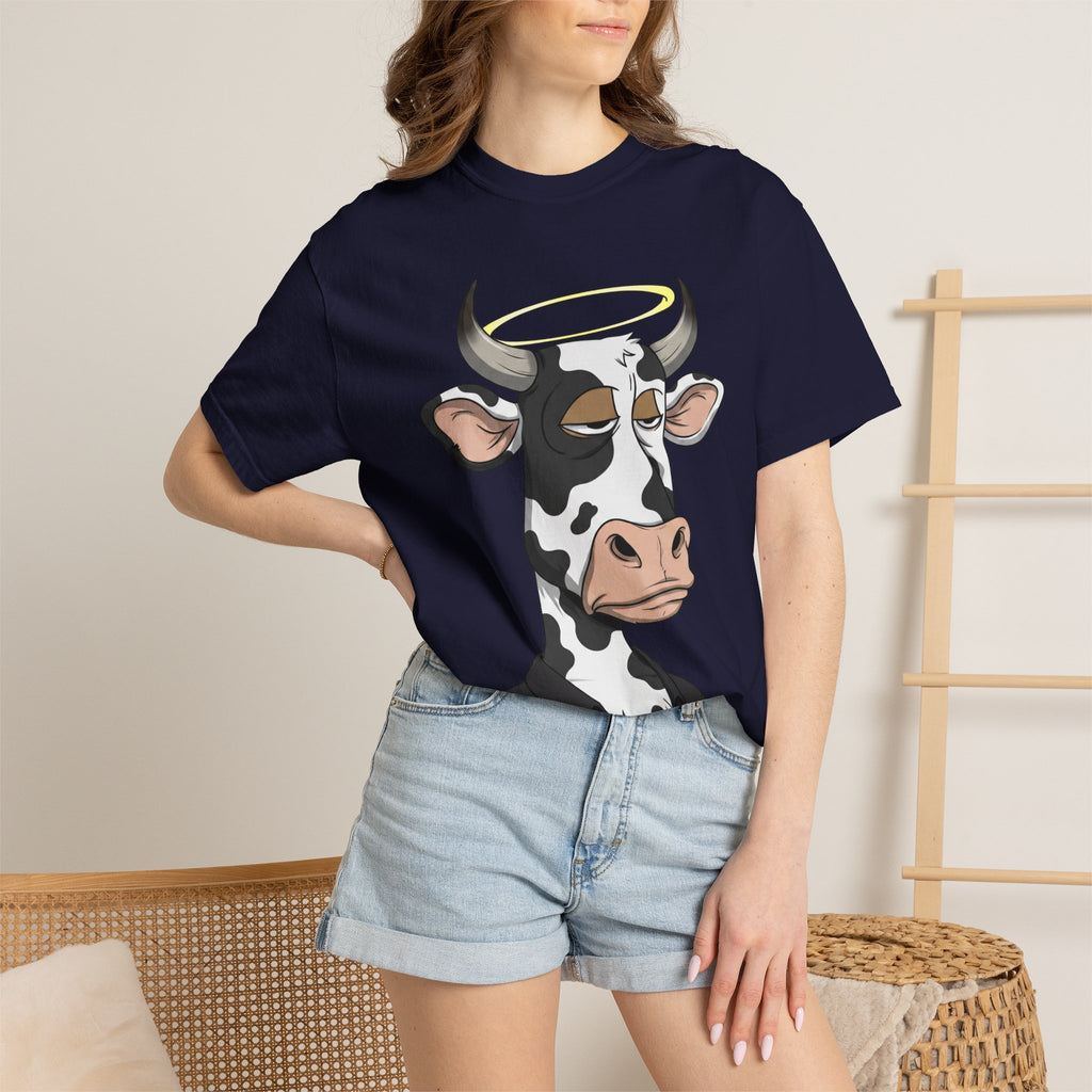 Cow Graphic T-Shirt — 'KANG' Wine Club Logo & Halo Cow Art