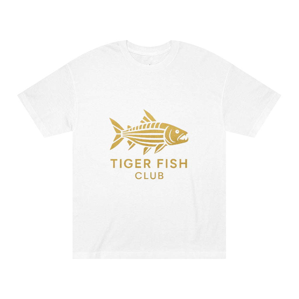 Tiger Fish Club Tee — Gold Fishing Graphic T-Shirt