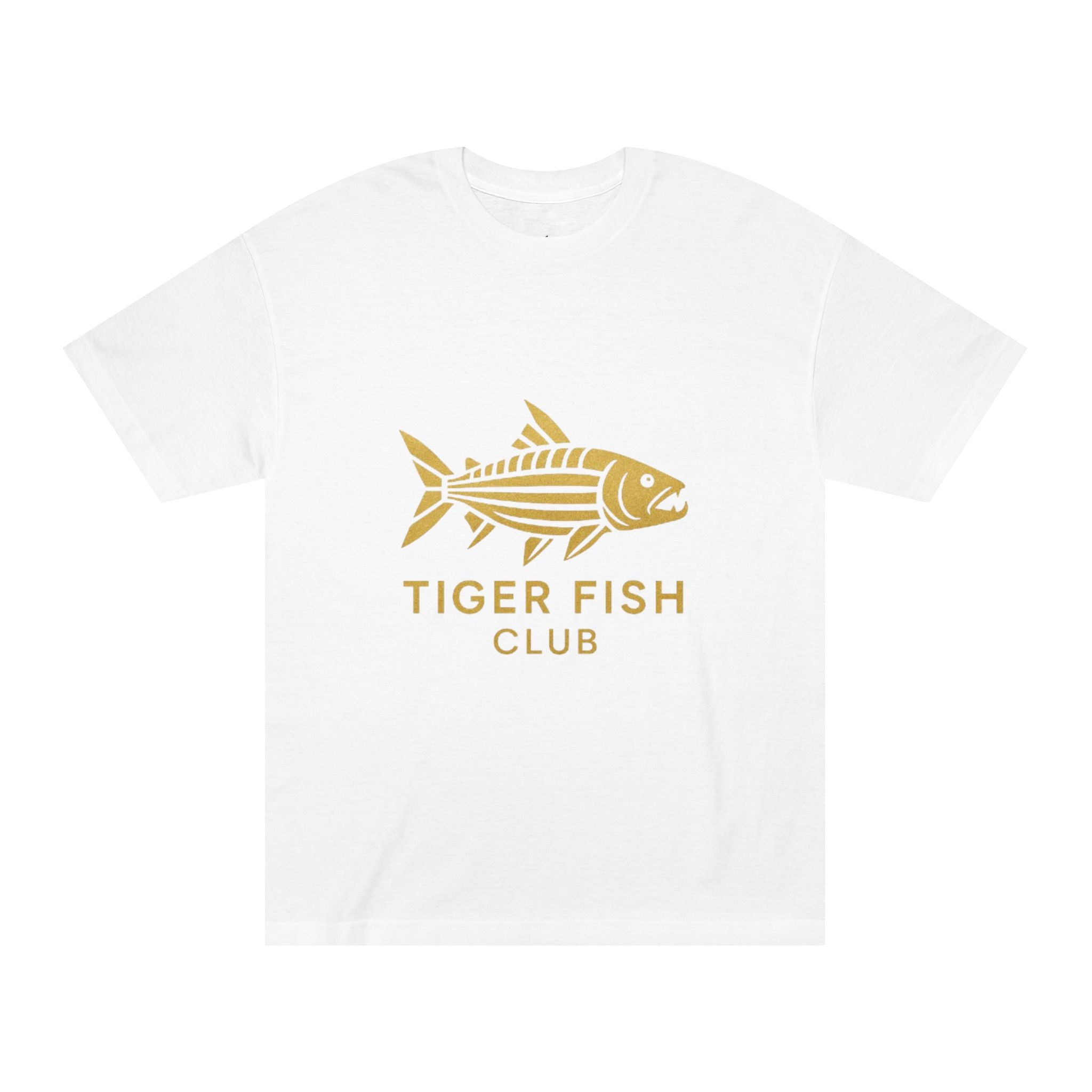Tiger Fish Club Tee — Gold Fishing Graphic T-Shirt
