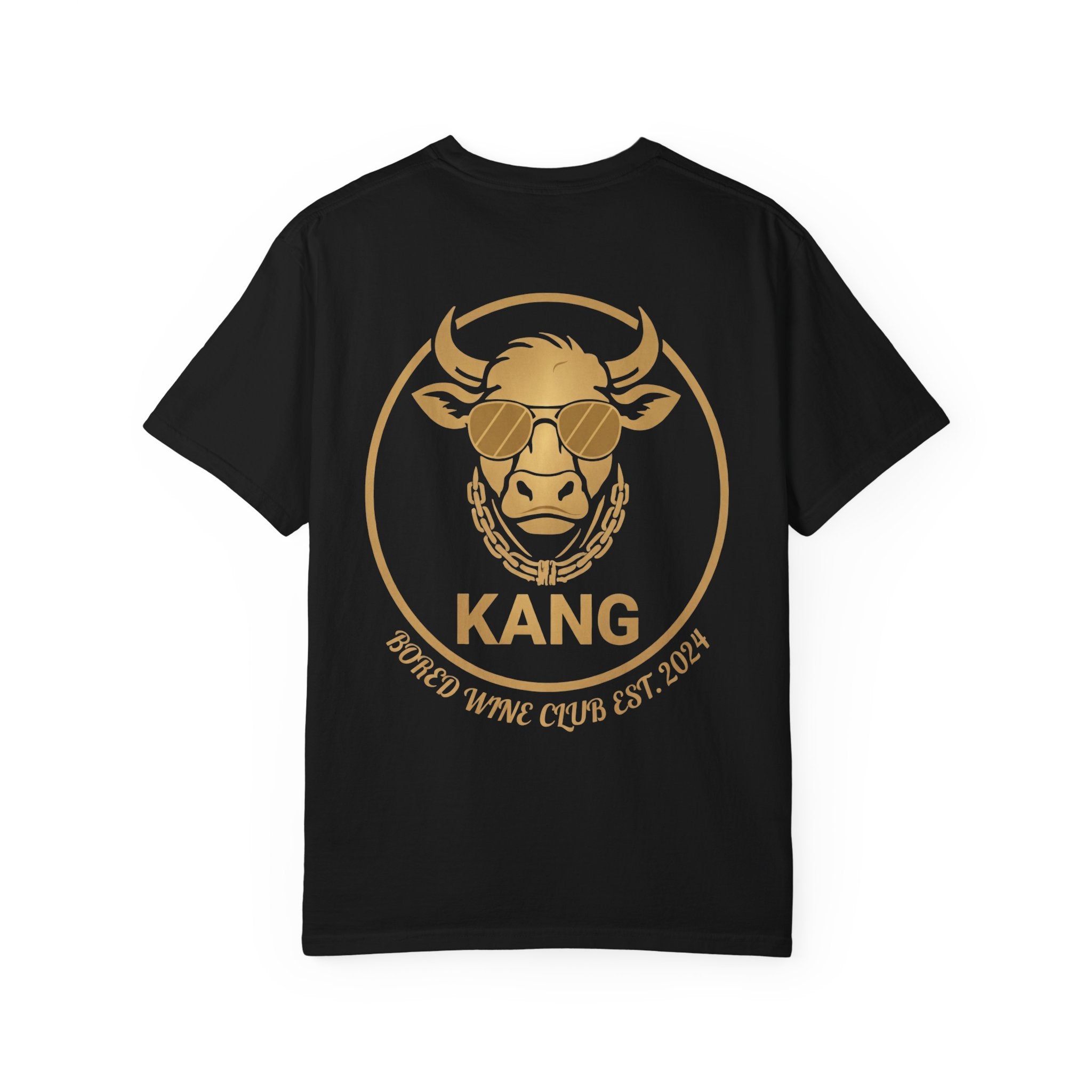 Cow Graphic T-Shirt — 'KANG' Wine Club Logo & Halo Cow Art