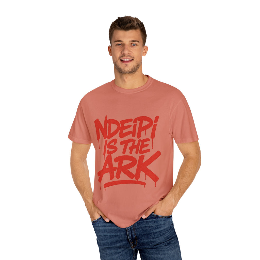 T-Shirt — "NDEIPI IS THE ARK" Red Graffiti Graphic Tee