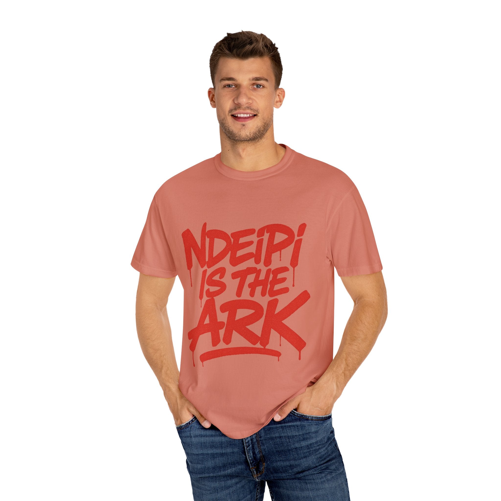 T-Shirt — "NDEIPI IS THE ARK" Red Graffiti Graphic Tee