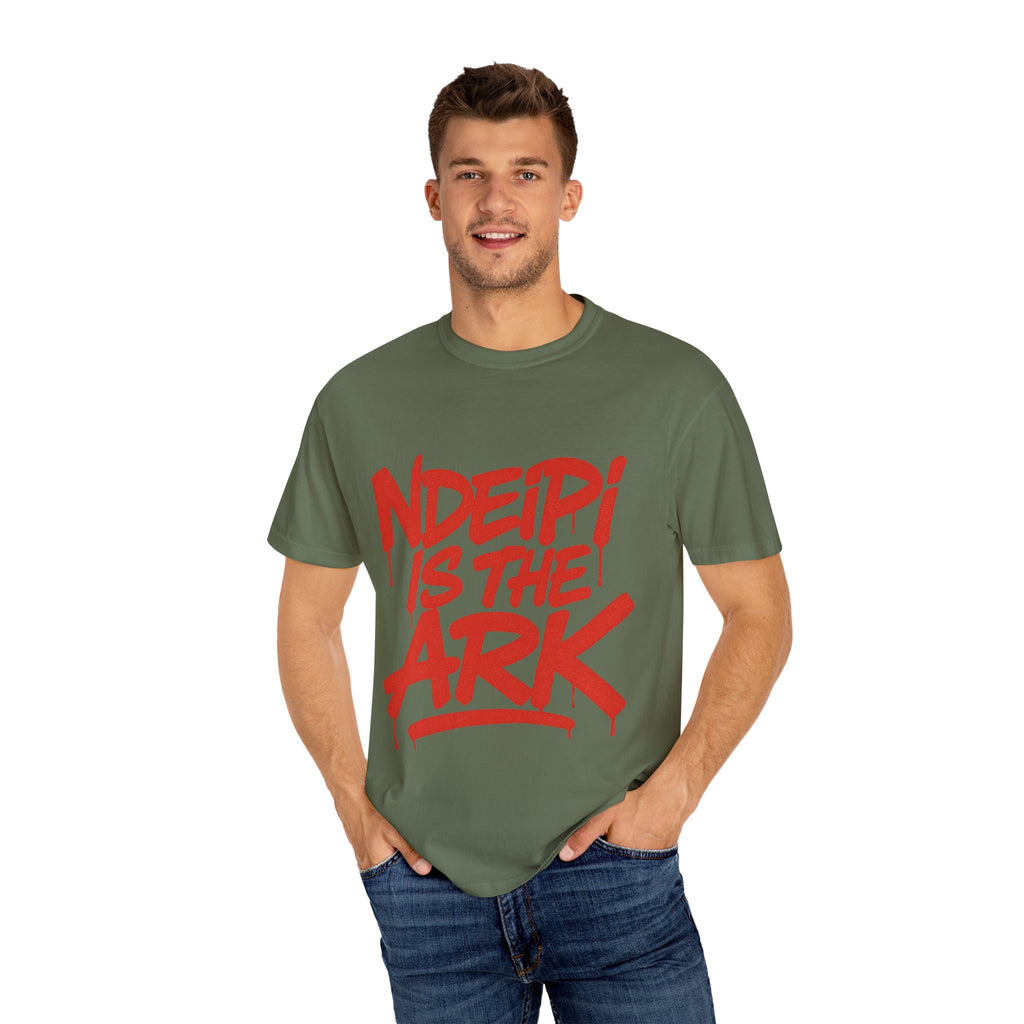 T-Shirt — "NDEIPI IS THE ARK" Red Graffiti Graphic Tee
