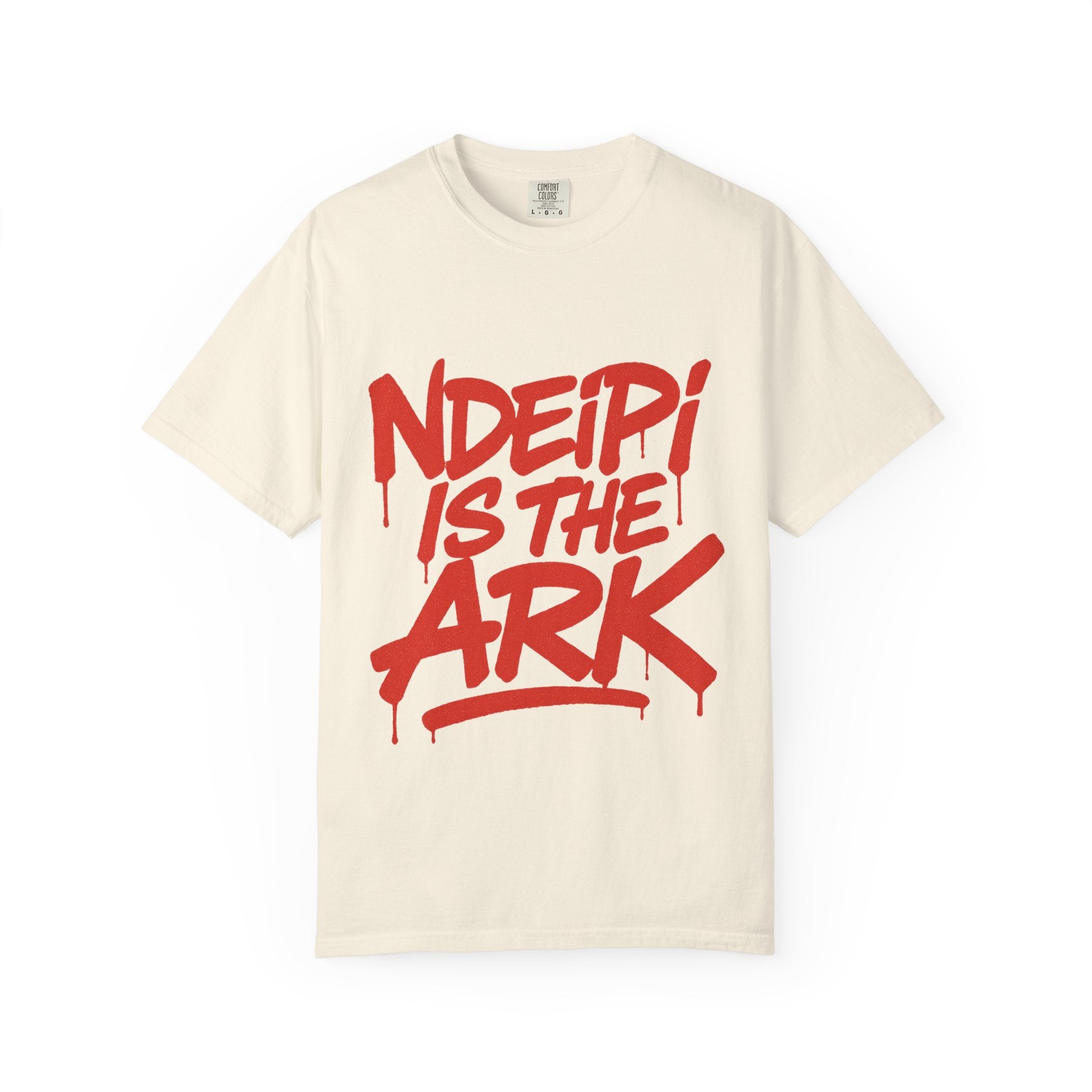 T-Shirt — "NDEIPI IS THE ARK" Red Graffiti Graphic Tee
