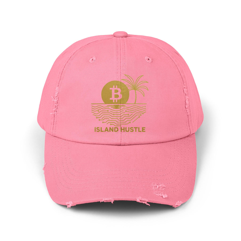 Island Hustle Bitcoin Cap — Distressed Palm Tree Hat