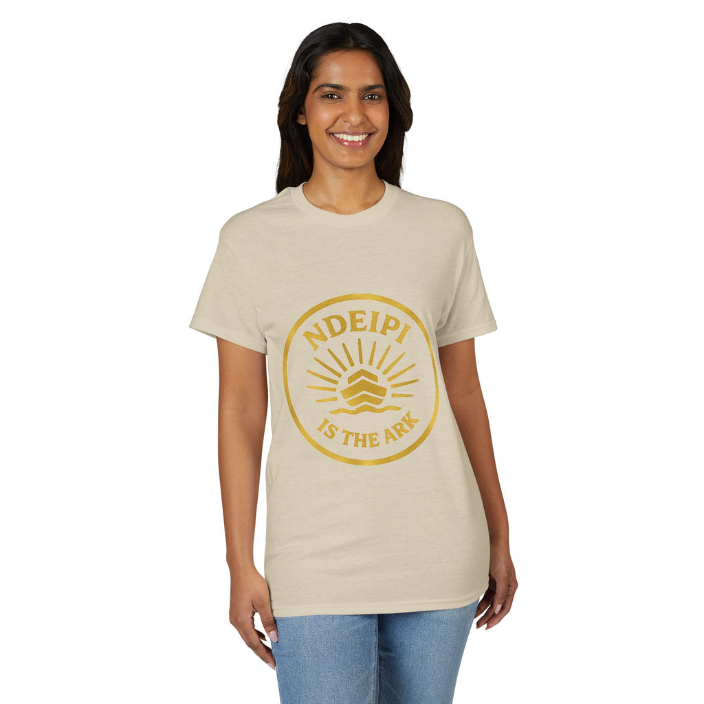 Ndeipi Is The Ark T-Shirt — Gold Sun & Wave Logo Tee