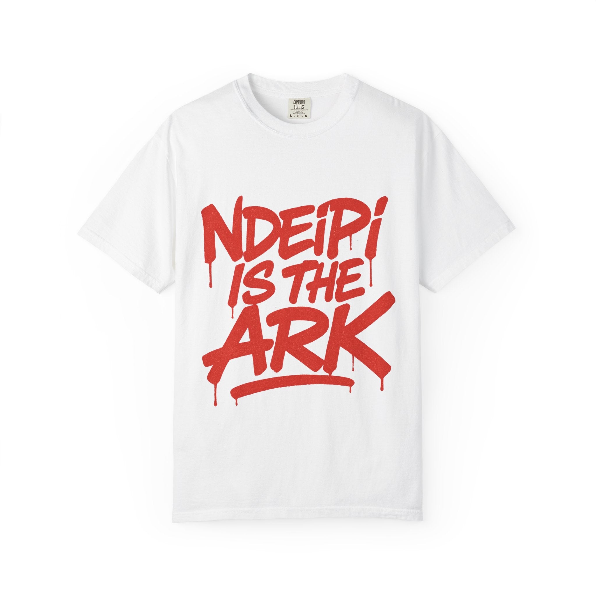T-Shirt — "NDEIPI IS THE ARK" Red Graffiti Graphic Tee