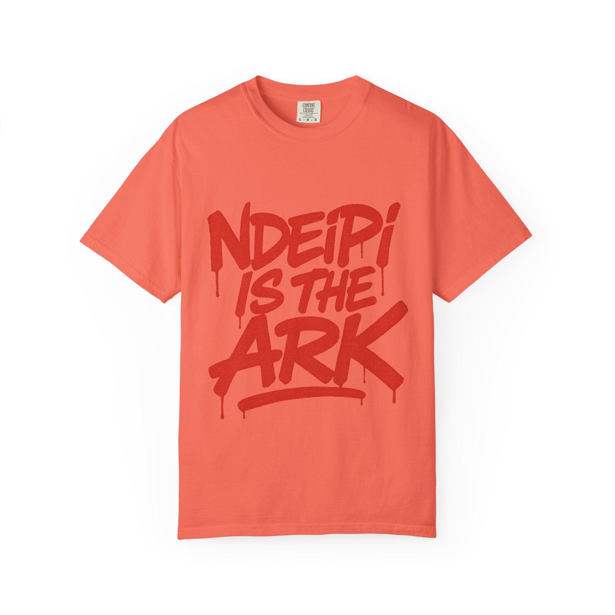 T-Shirt — "NDEIPI IS THE ARK" Red Graffiti Graphic Tee