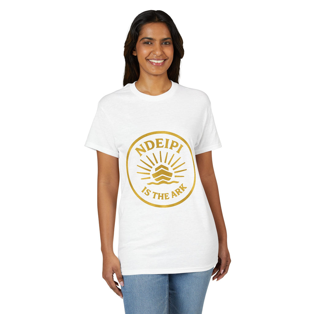 Ndeipi Is The Ark T-Shirt — Gold Sun & Wave Logo Tee