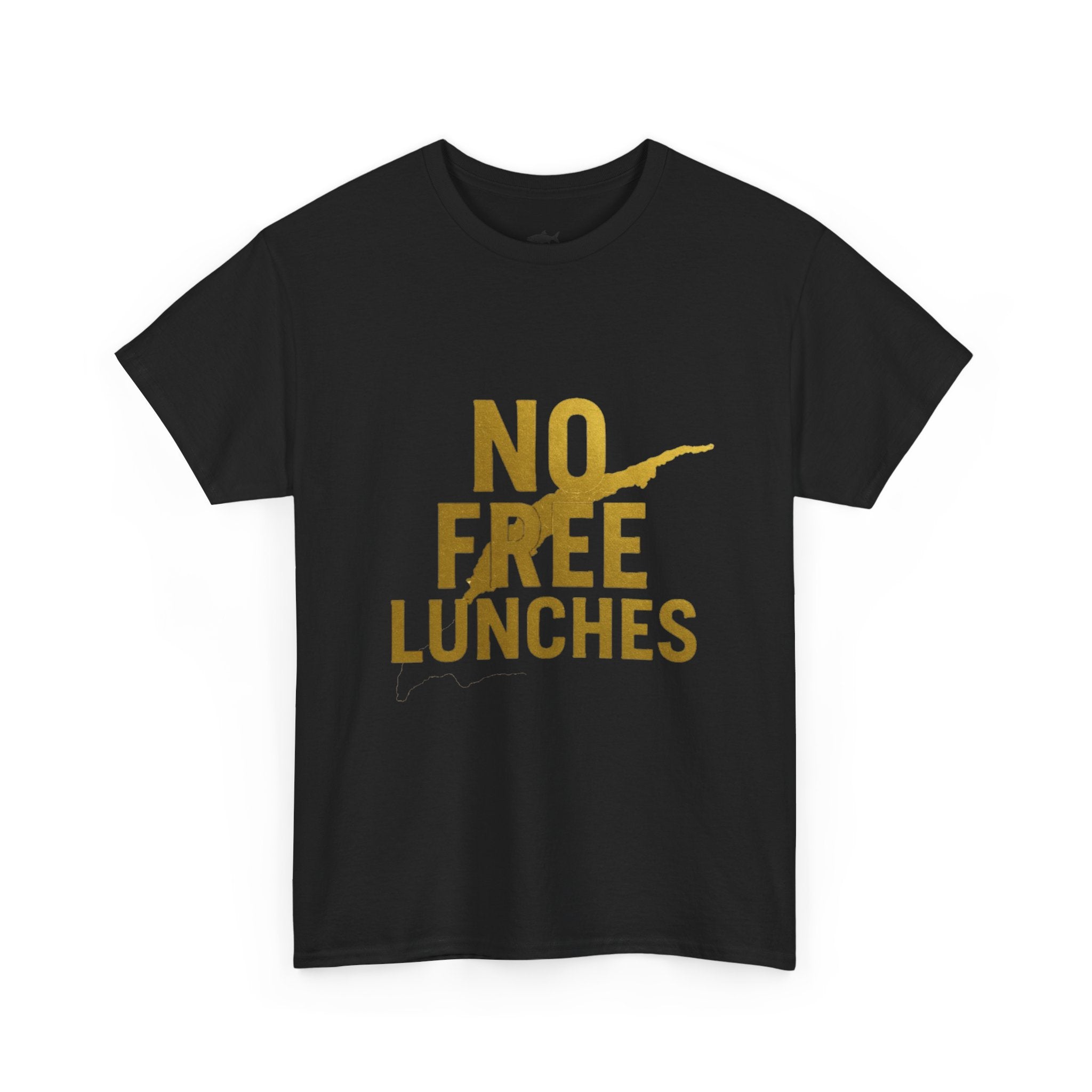 No Free Lunches Tee — Bold Gold Graphic Cotton T-Shirt