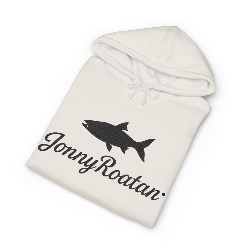 JonnyRoatan Shark Hoodie — "Live Free Die Building" Graphic Sweatshirt