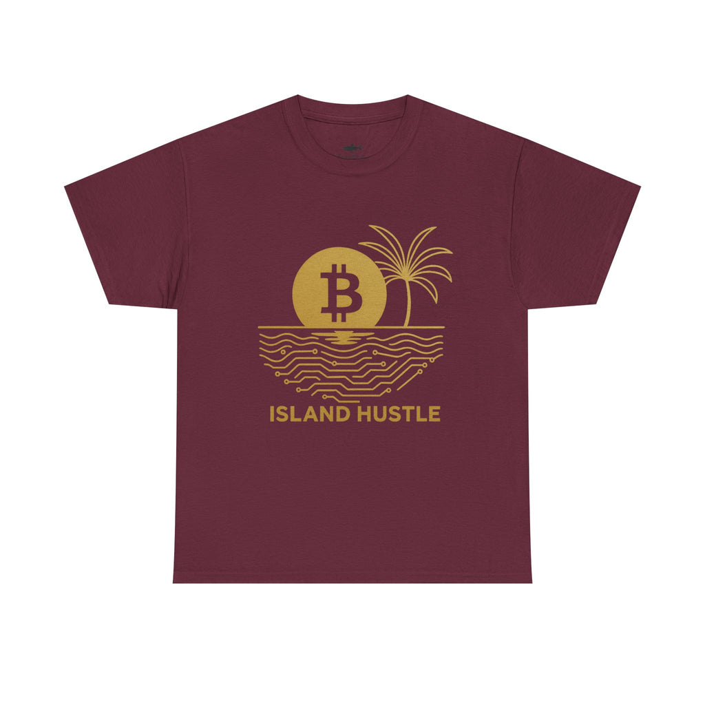 Island Hustle Bitcoin Tee – Crypto Beach Vibes Graphic T-Shirt