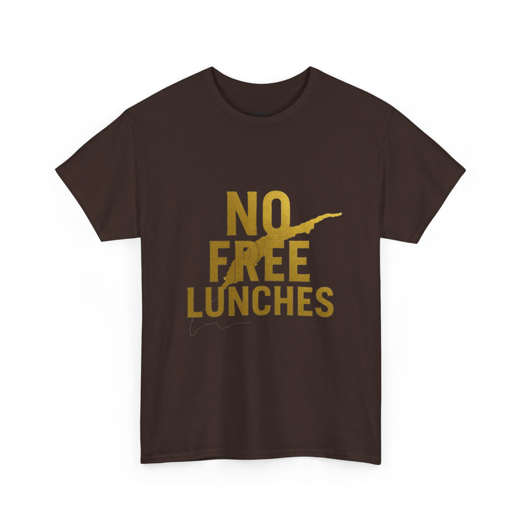 No Free Lunches Tee — Bold Gold Graphic Cotton T-Shirt