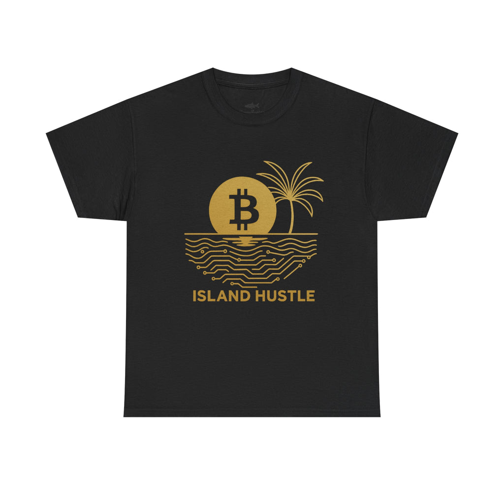Island Hustle Bitcoin Tee – Crypto Beach Vibes Graphic T-Shirt
