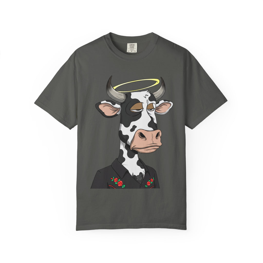 Cow Graphic T-Shirt — 'KANG' Wine Club Logo & Halo Cow Art