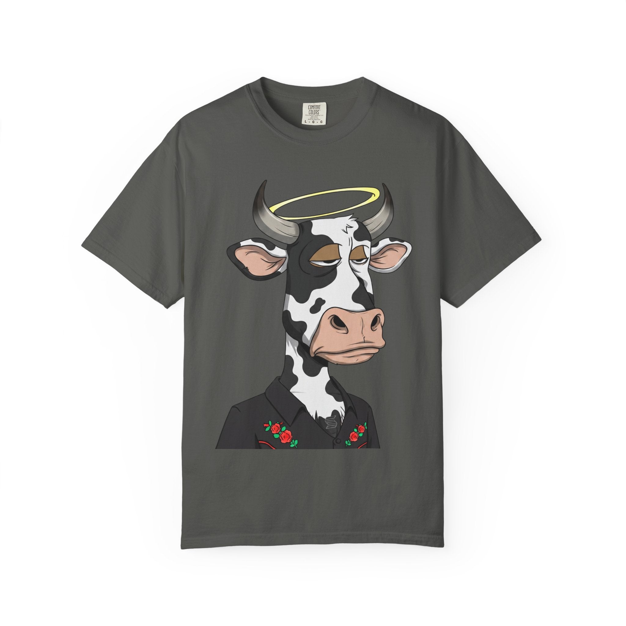 Cow Graphic T-Shirt — 'KANG' Wine Club Logo & Halo Cow Art