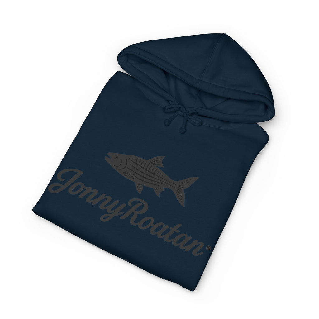 JonnyRoatan Shark Hoodie — "Live Free Die Building" Graphic Sweatshirt