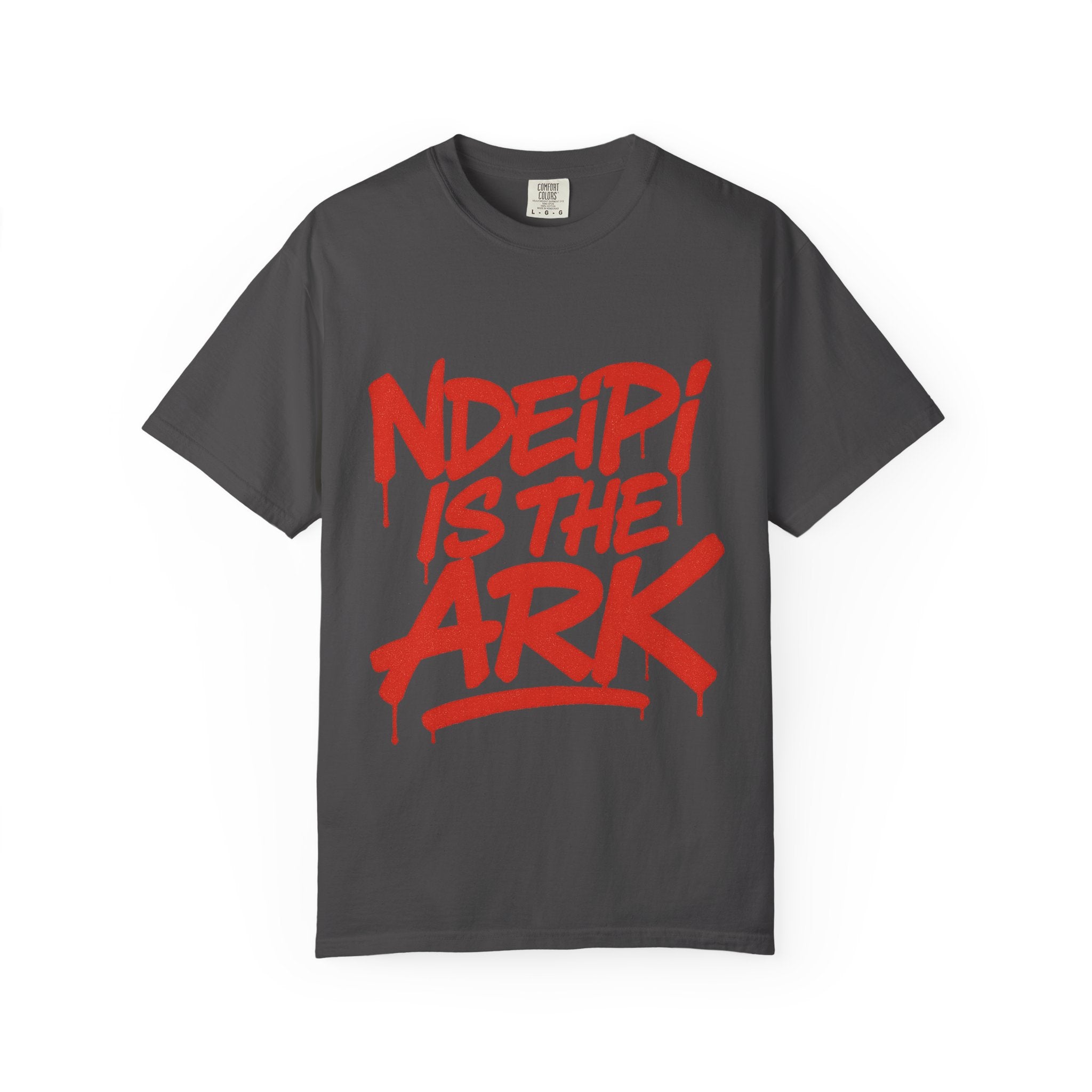 T-Shirt — "NDEIPI IS THE ARK" Red Graffiti Graphic Tee