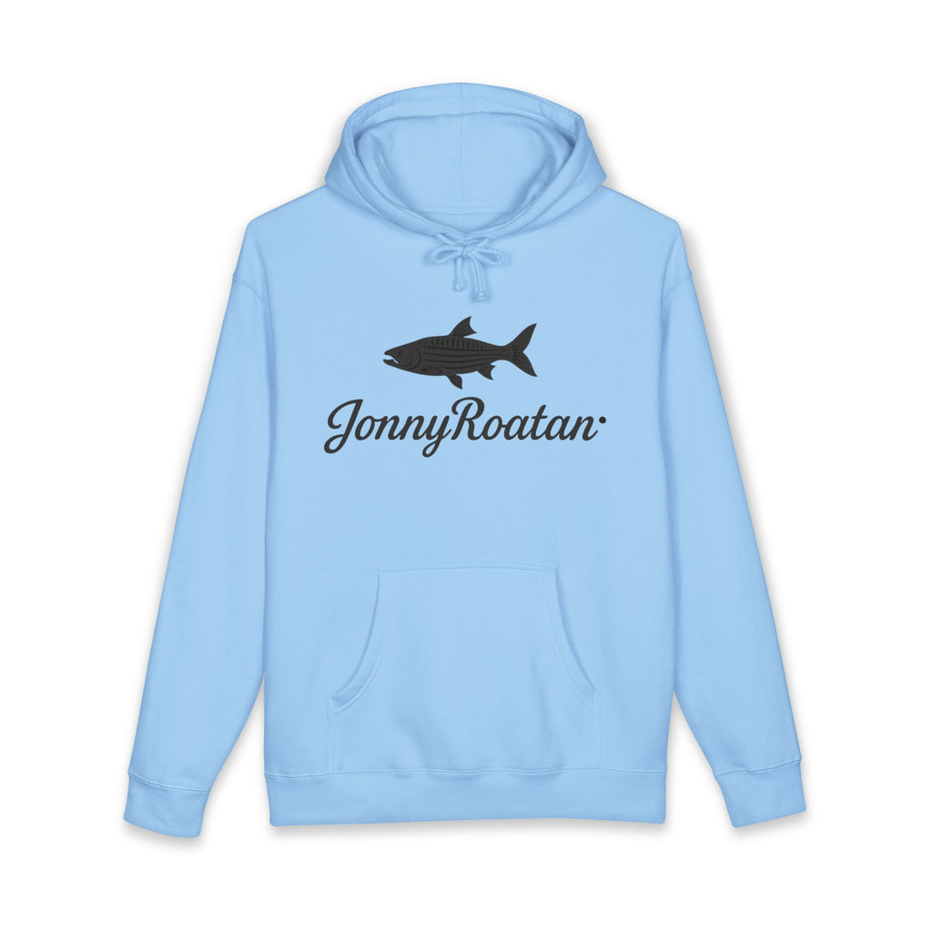 JonnyRoatan Shark Hoodie — "Live Free Die Building" Graphic Sweatshirt