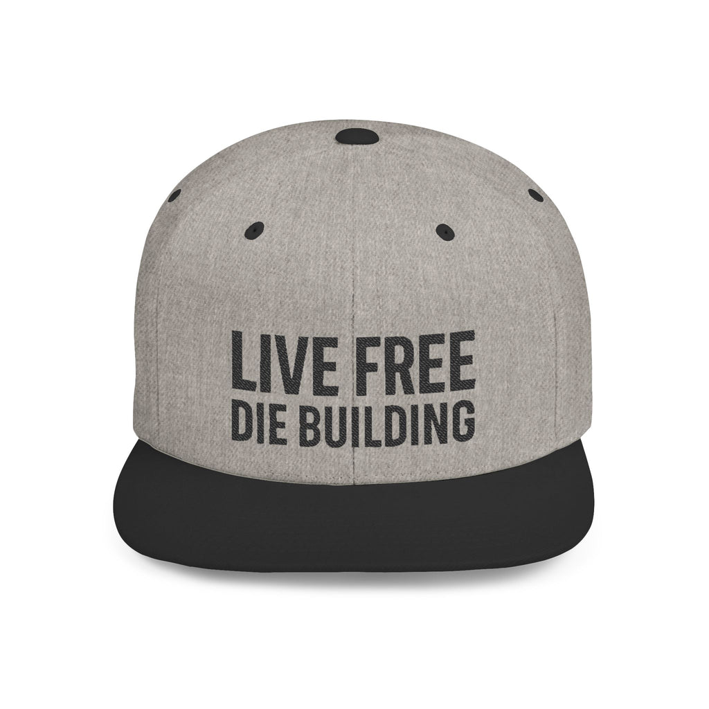 Live Free Die Building Flat Bill Snapback Hat