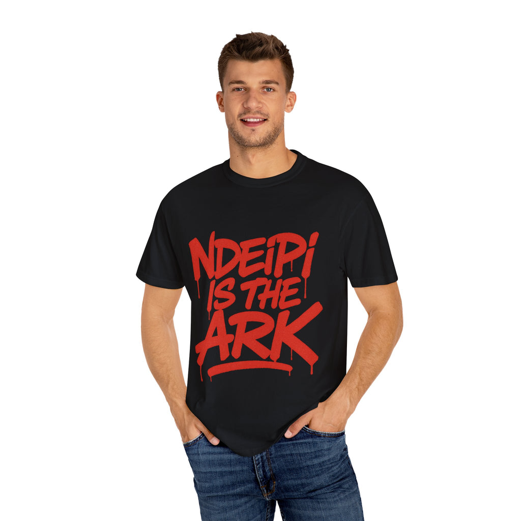 T-Shirt — "NDEIPI IS THE ARK" Red Graffiti Graphic Tee