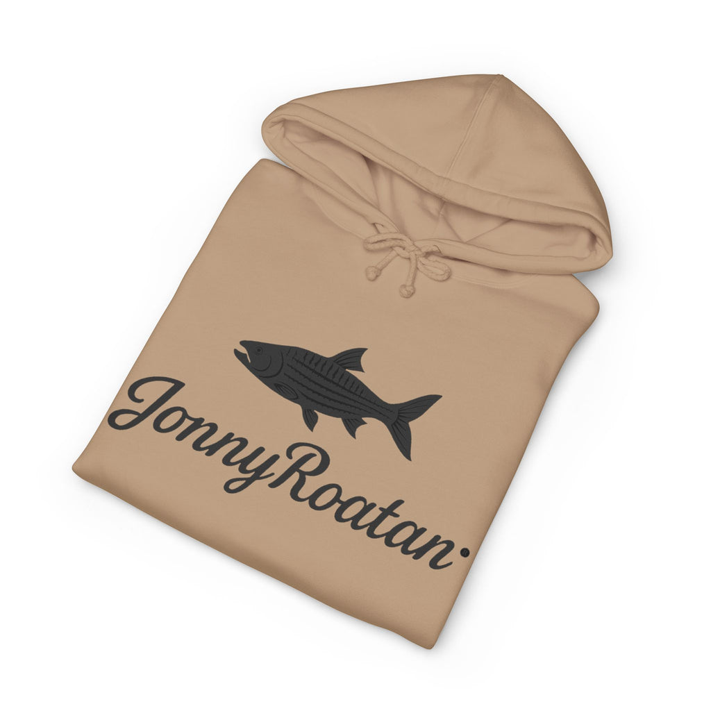 JonnyRoatan Shark Hoodie — "Live Free Die Building" Graphic Sweatshirt