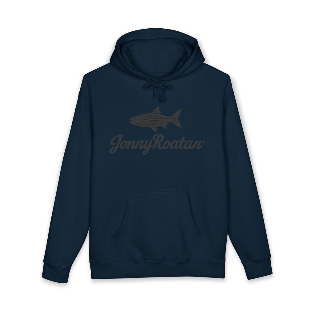 JonnyRoatan Shark Hoodie — "Live Free Die Building" Graphic Sweatshirt