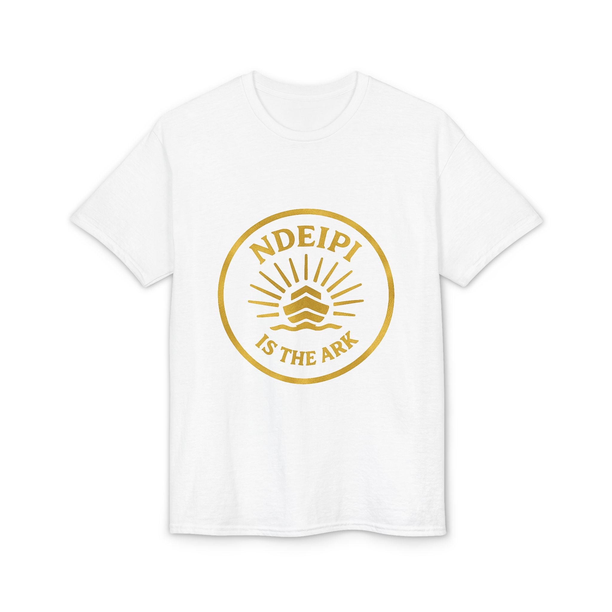 Ndeipi Is The Ark T-Shirt — Gold Sun & Wave Logo Tee