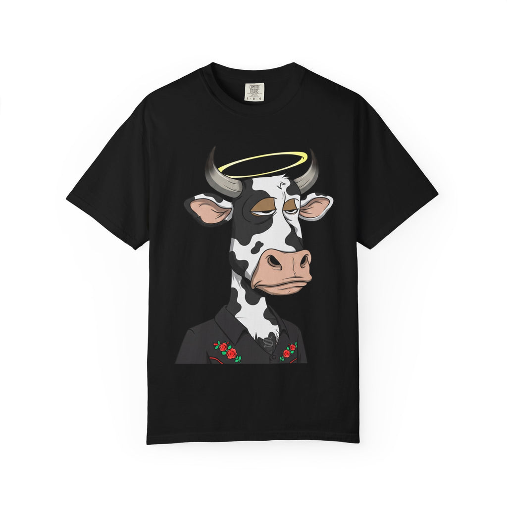 Cow Graphic T-Shirt — 'KANG' Wine Club Logo & Halo Cow Art
